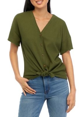 Wild Fable Women's/Juniors Olive Green Short Sleeve Crop Top w/ties Sz XXL