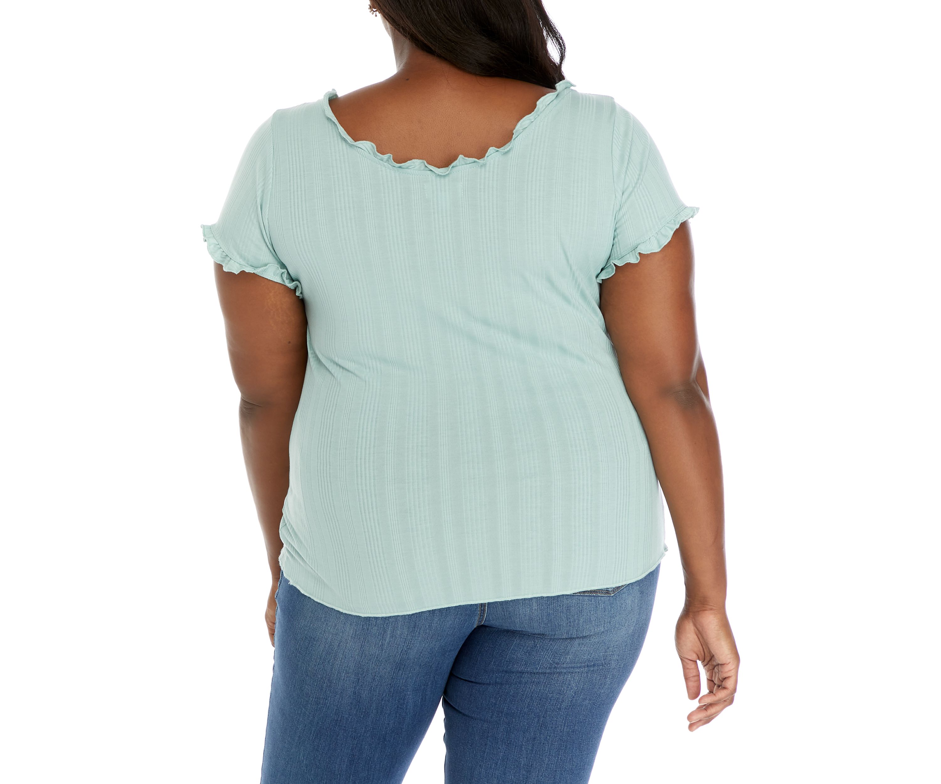 Plus Size  Lettuce Edge Ribbed Top