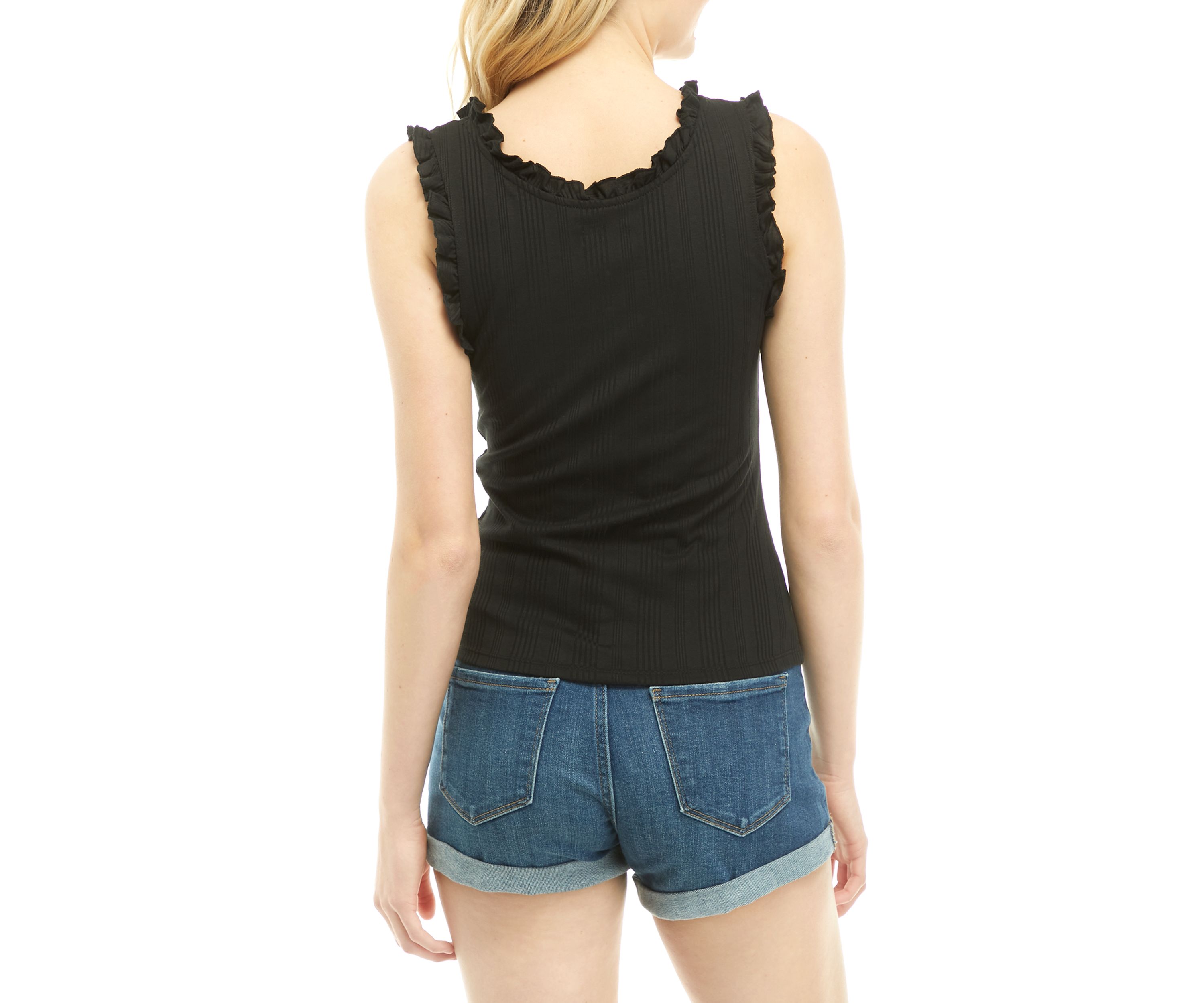 Ribbed Lettuce Trimmed Tank Top