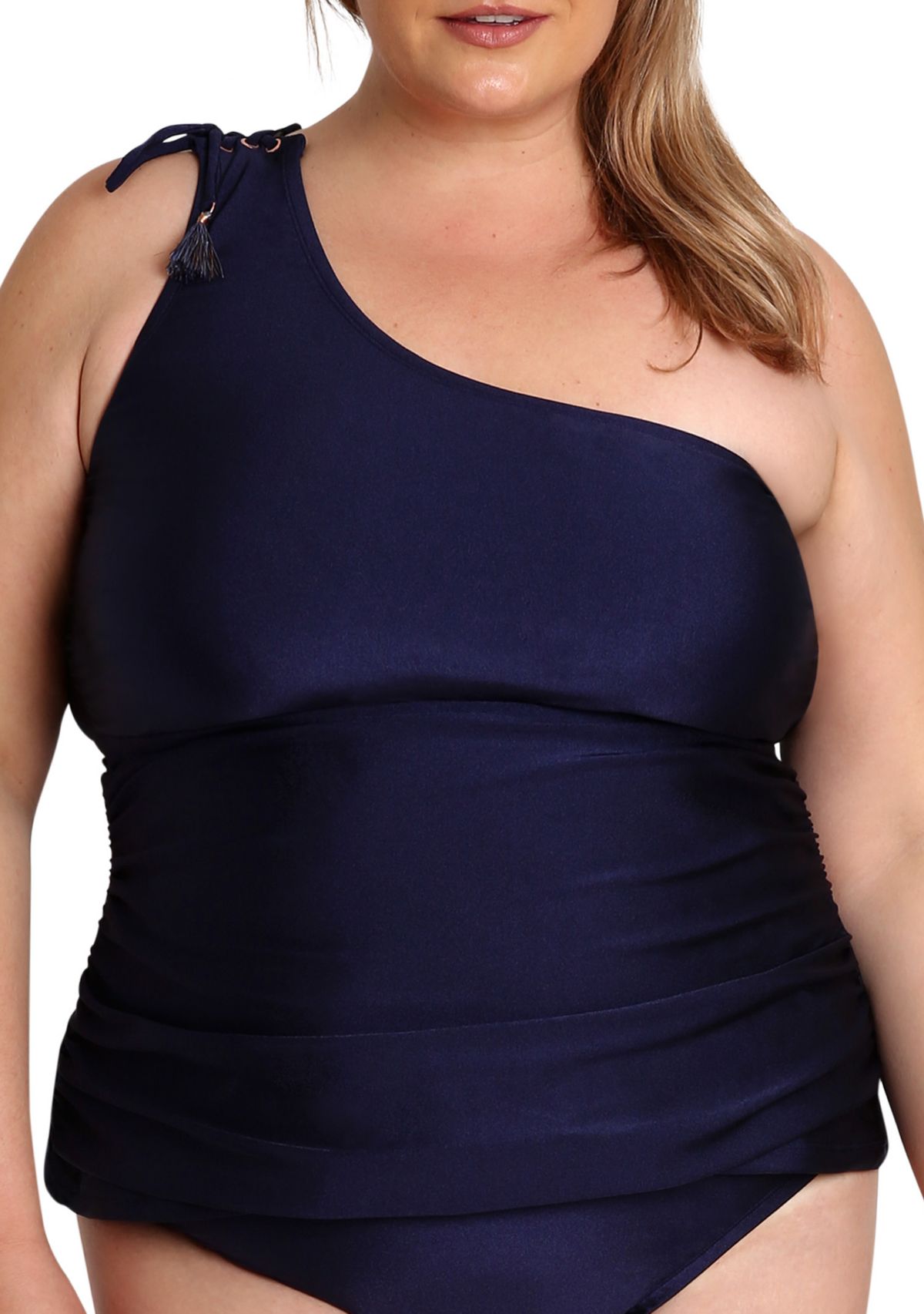 Plus Size One Shoulder Swim Tankini Top