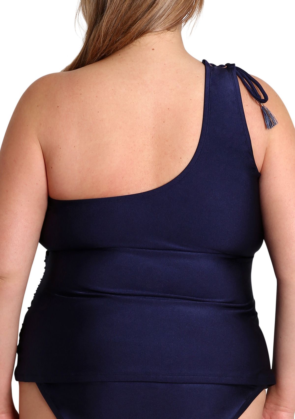 Plus Size One Shoulder Swim Tankini Top