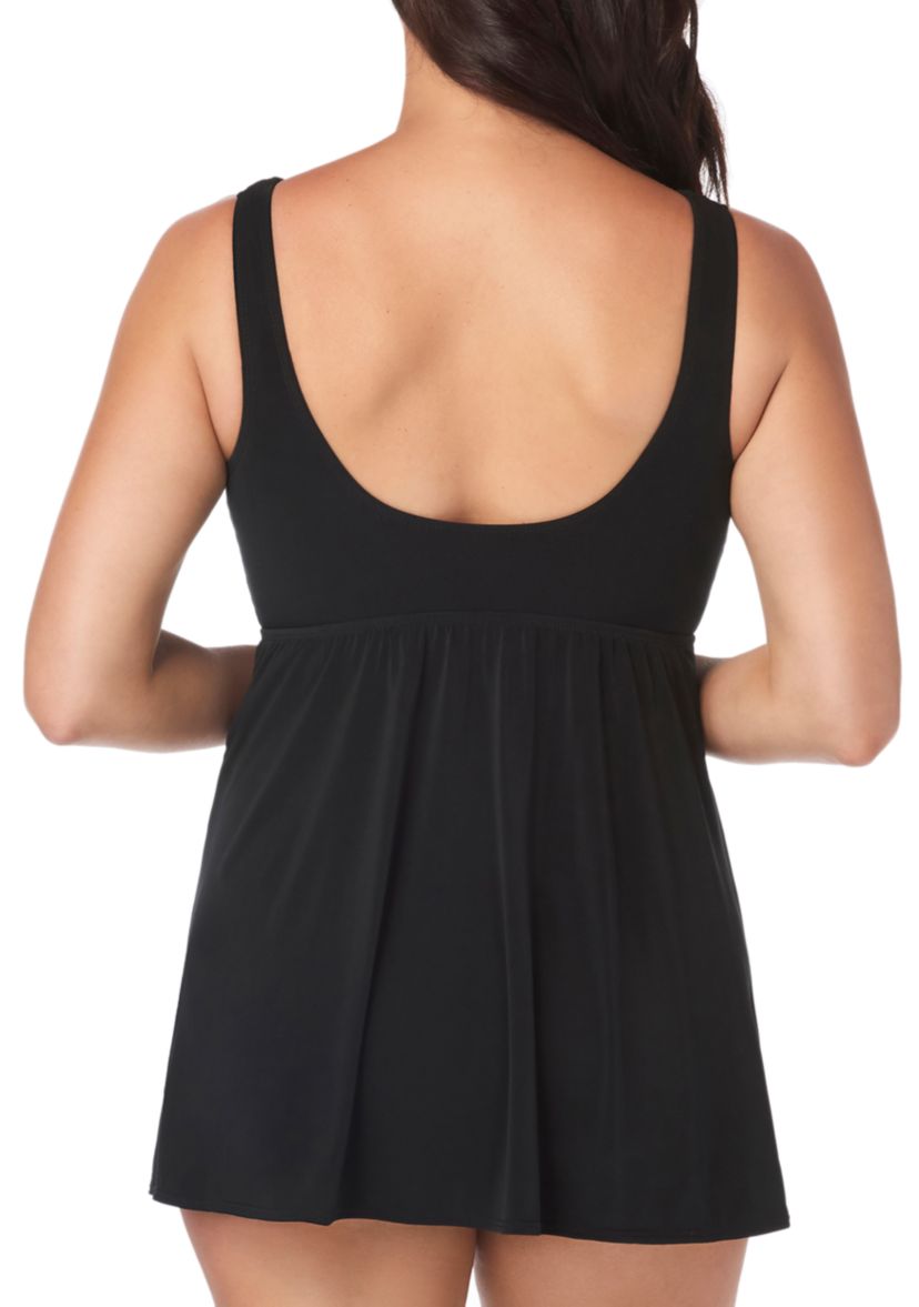 Cowl Neck Swimsuit Dress with Tummy Control