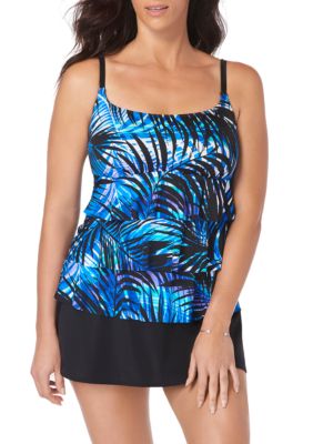 Longitude Ruffle Faux Skirtini Tropical Swim Dress | belk