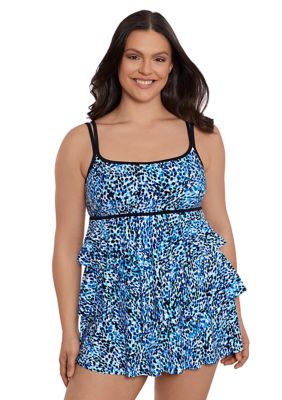 Spotty Skin Triple Tier Swim Dress