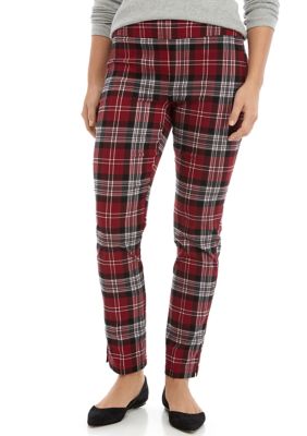 plaid pants with stripe