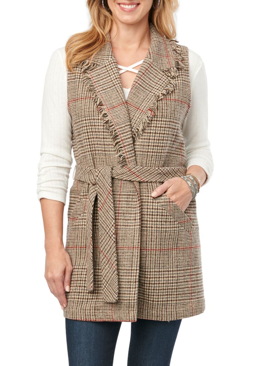 Fringe Collar Belted Vest
