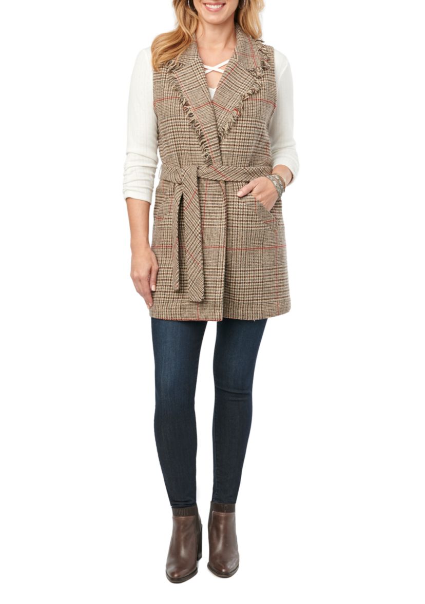 Fringe Collar Belted Vest