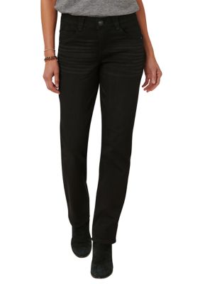 Democracy Women's Absolution Mid Rise Straight Leg Jeans, Black, 16