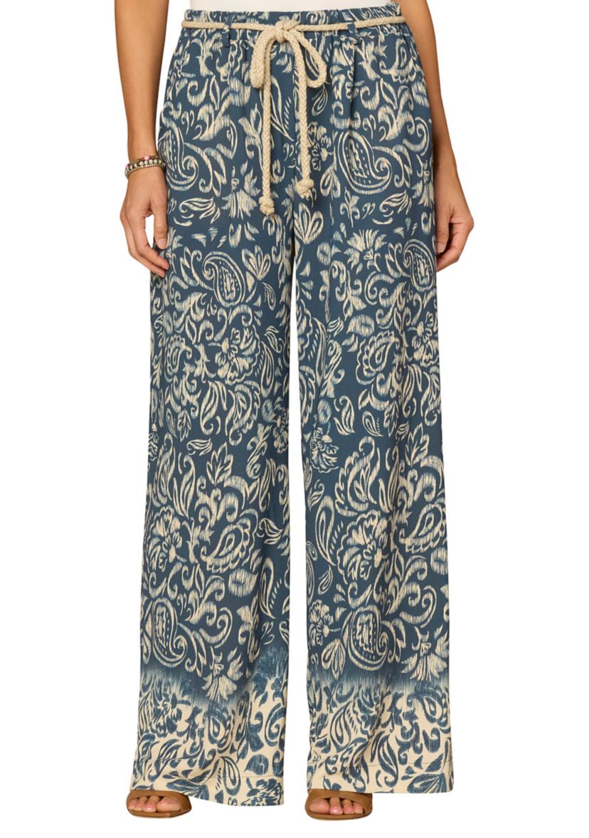Democracy Women's Leisure Skyrise Wide Leg Paisley Pants | Belk