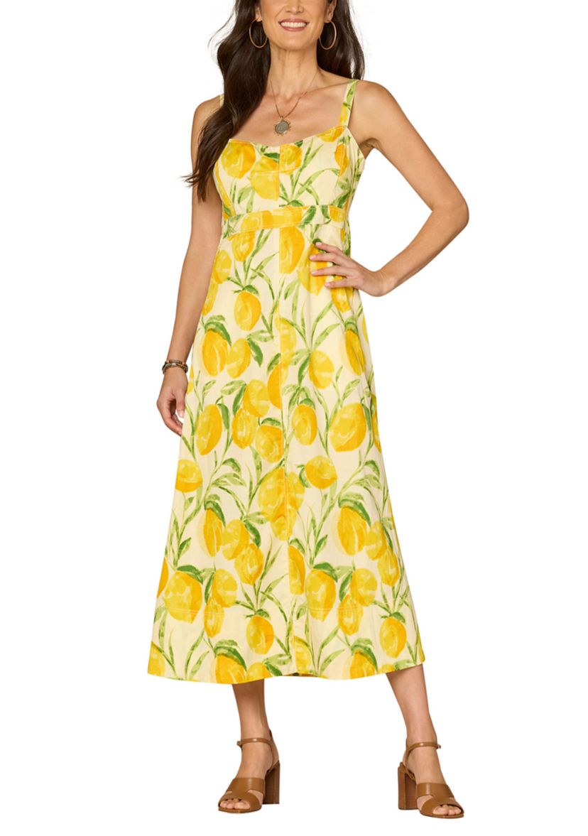 womens lemon dress Print Shirt | Easter Dresses Crafted from lightweight linen with a luxurious texture Democracy Women's Sleeveless Lemon Printed