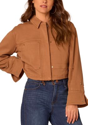Democracy Women's 3/4 Sleeve Bomber Jacket with Oversized Pockets and Adjustable Hem, XL