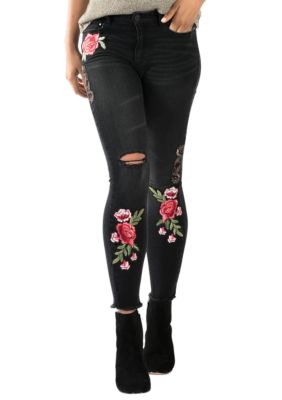 Banjara Rose Patch Embroidered Skinny Jeans | belk