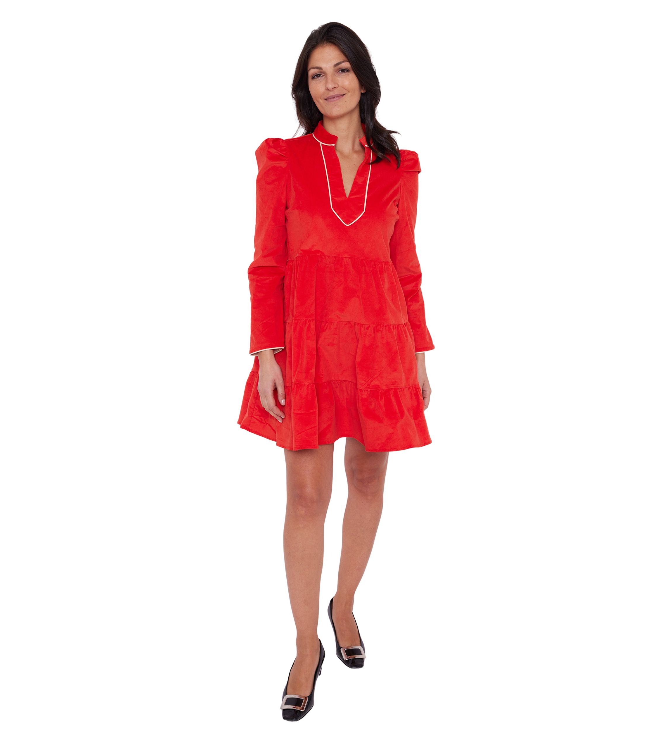 Womens Long Sleeve Corduroy Tunic Dress