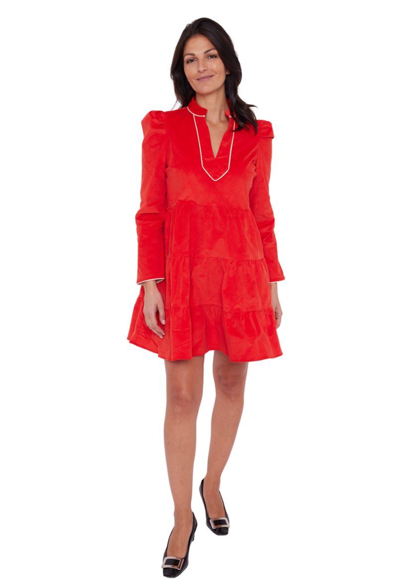 Womens Long Sleeve Corduroy Tunic Dress