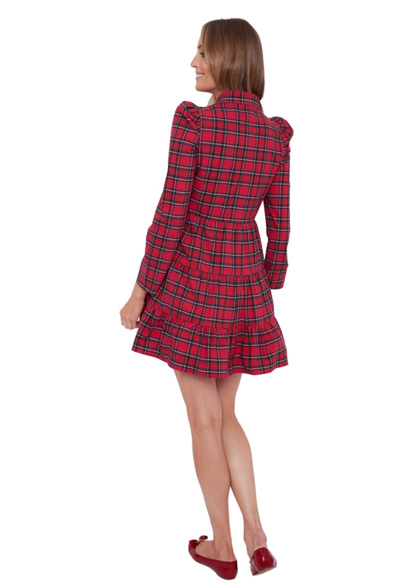 Womens Long Sleeve Plaid Tunic Dress