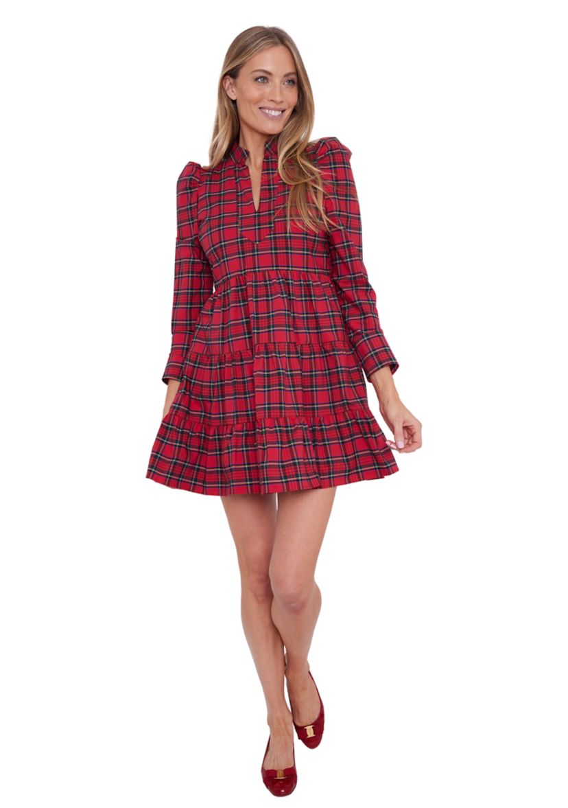 Womens Long Sleeve Plaid Tunic Dress