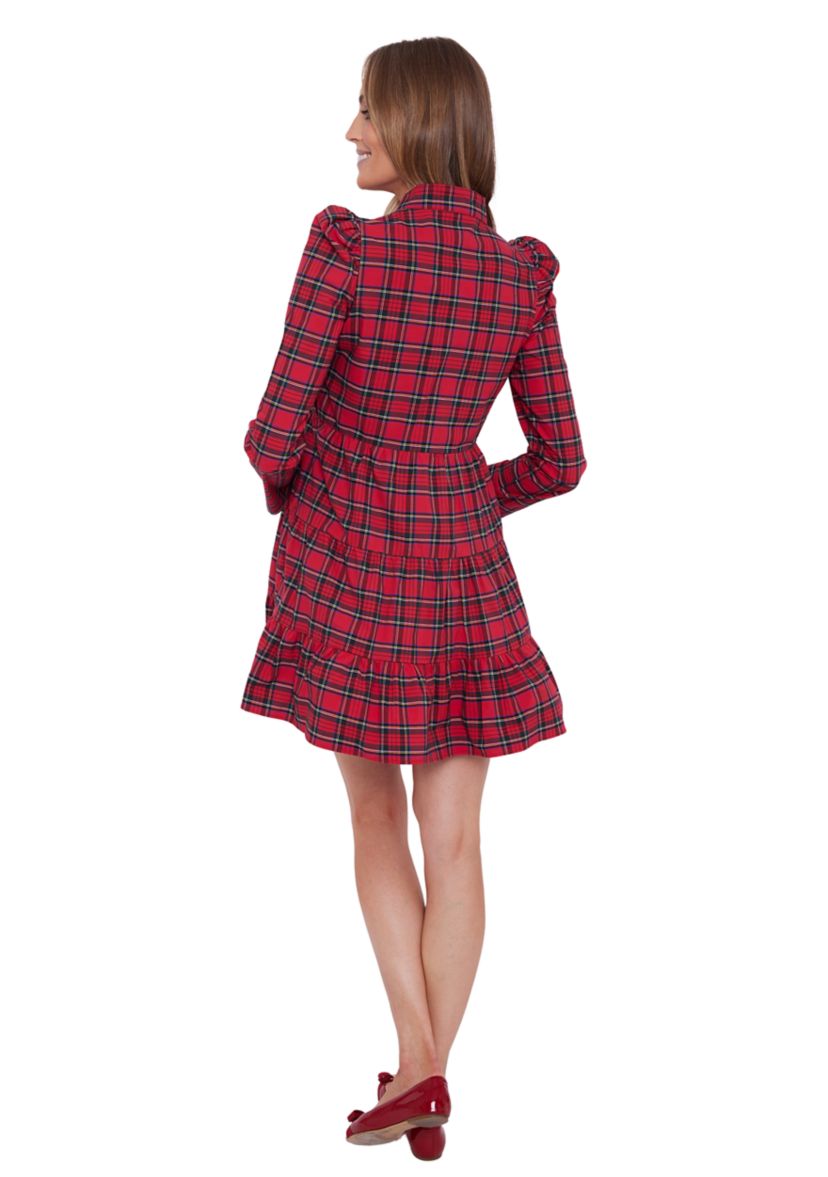 Womens Long Sleeve Plaid Tunic Dress