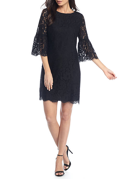Sail to Sable Lace Shift Dress With Bell Sleeves | belk