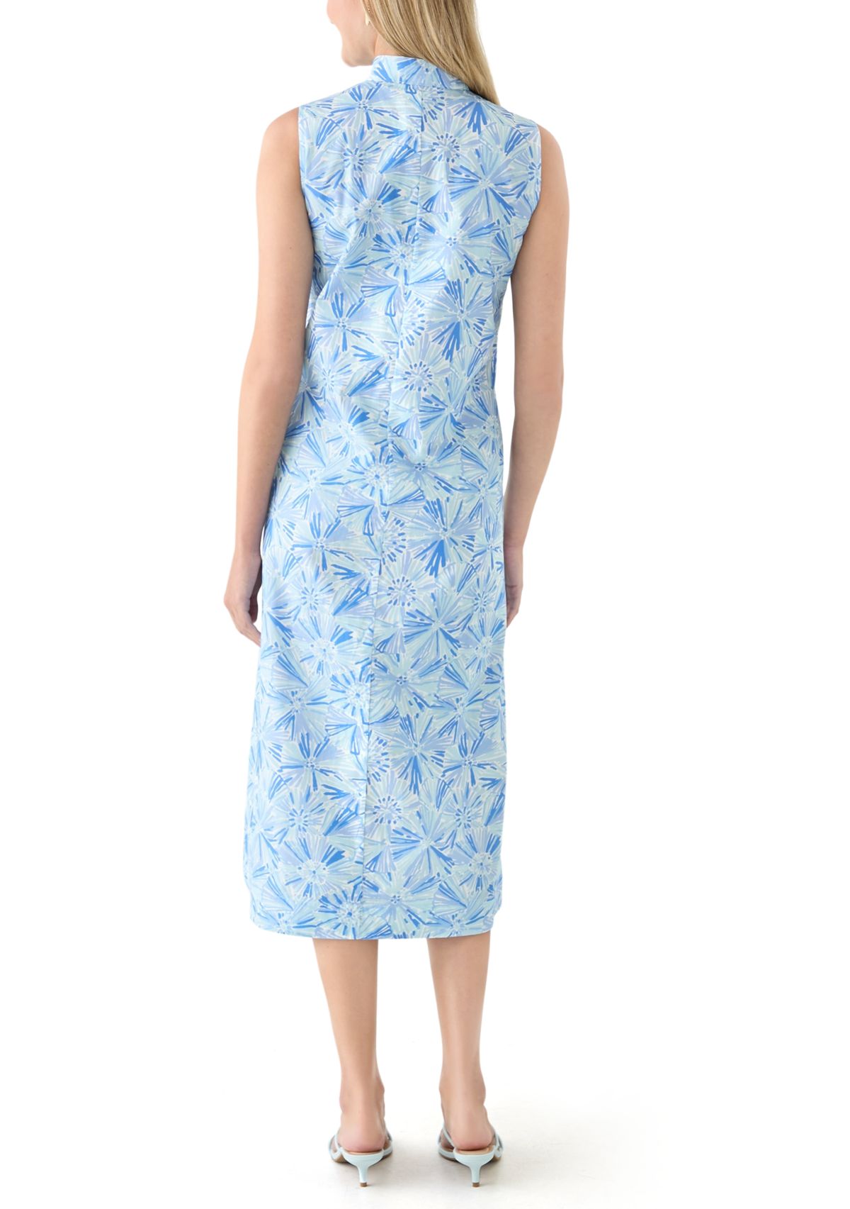 Womens Sleeveless Button Midi Dress