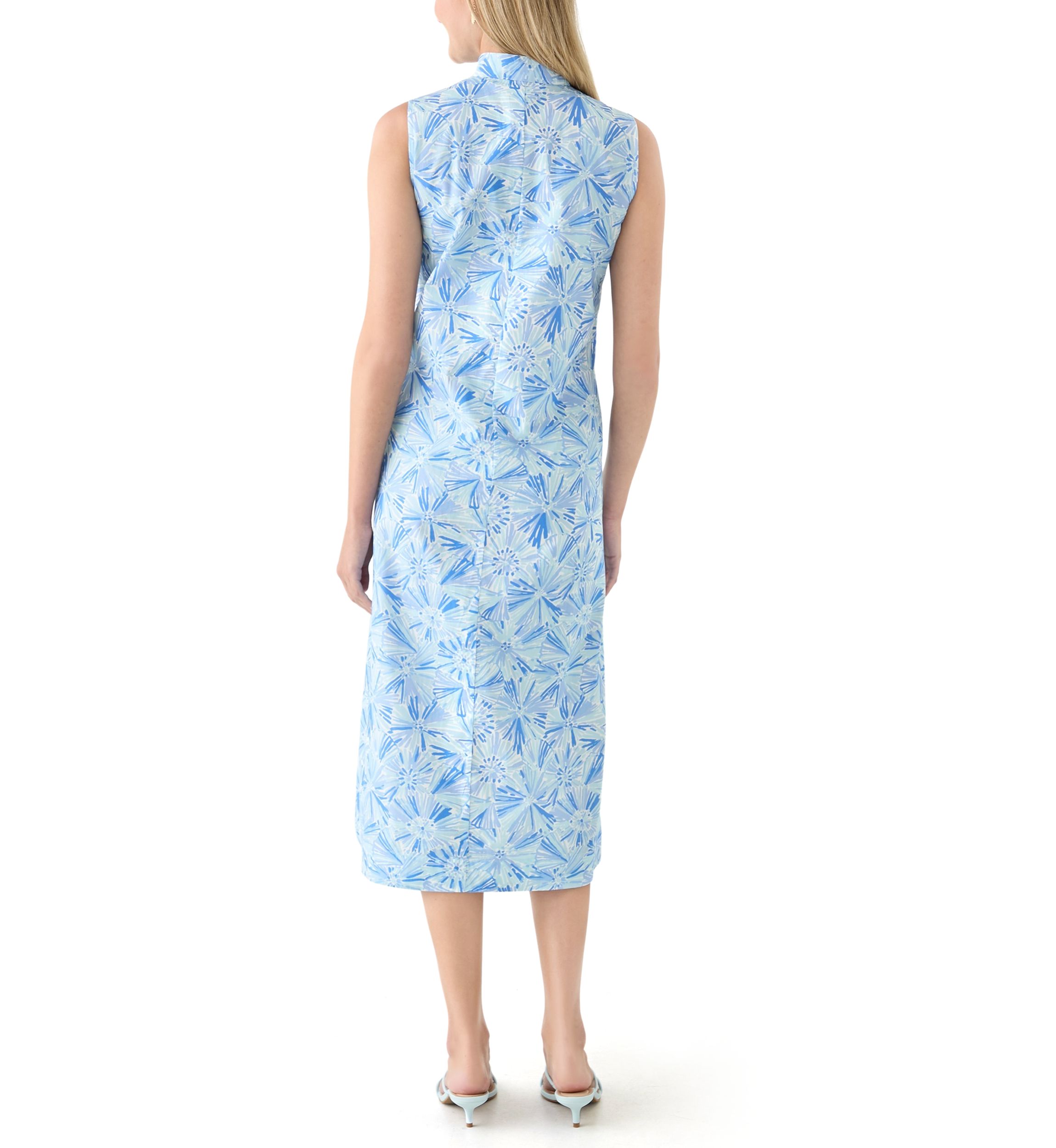 Womens Sleeveless Button Midi Dress