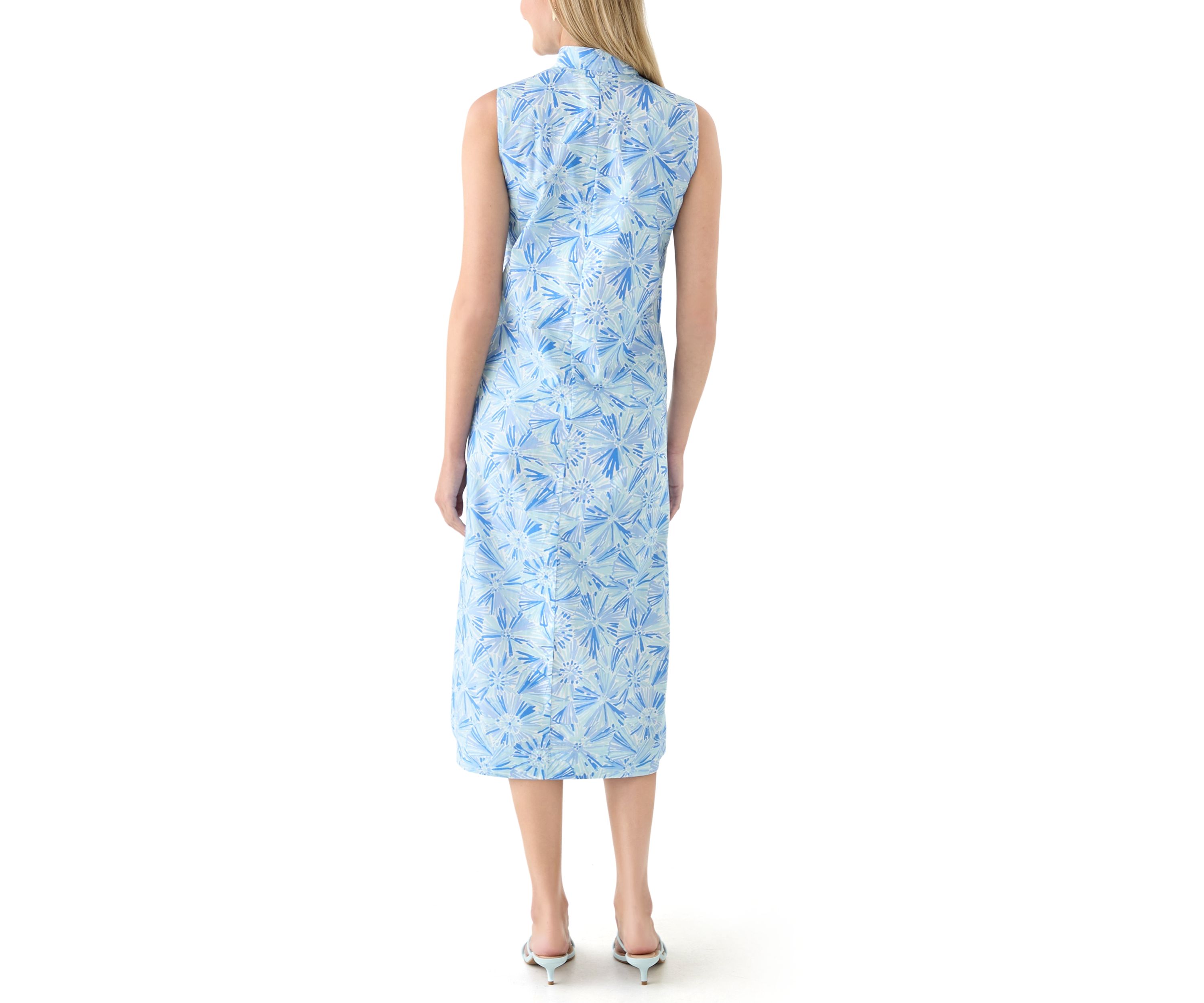 Womens Sleeveless Button Midi Dress