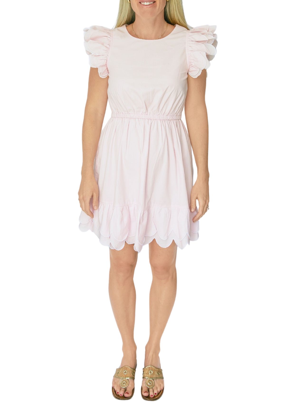 STS x PALM BEACH LATELY Scalloped Hem Mini Dress