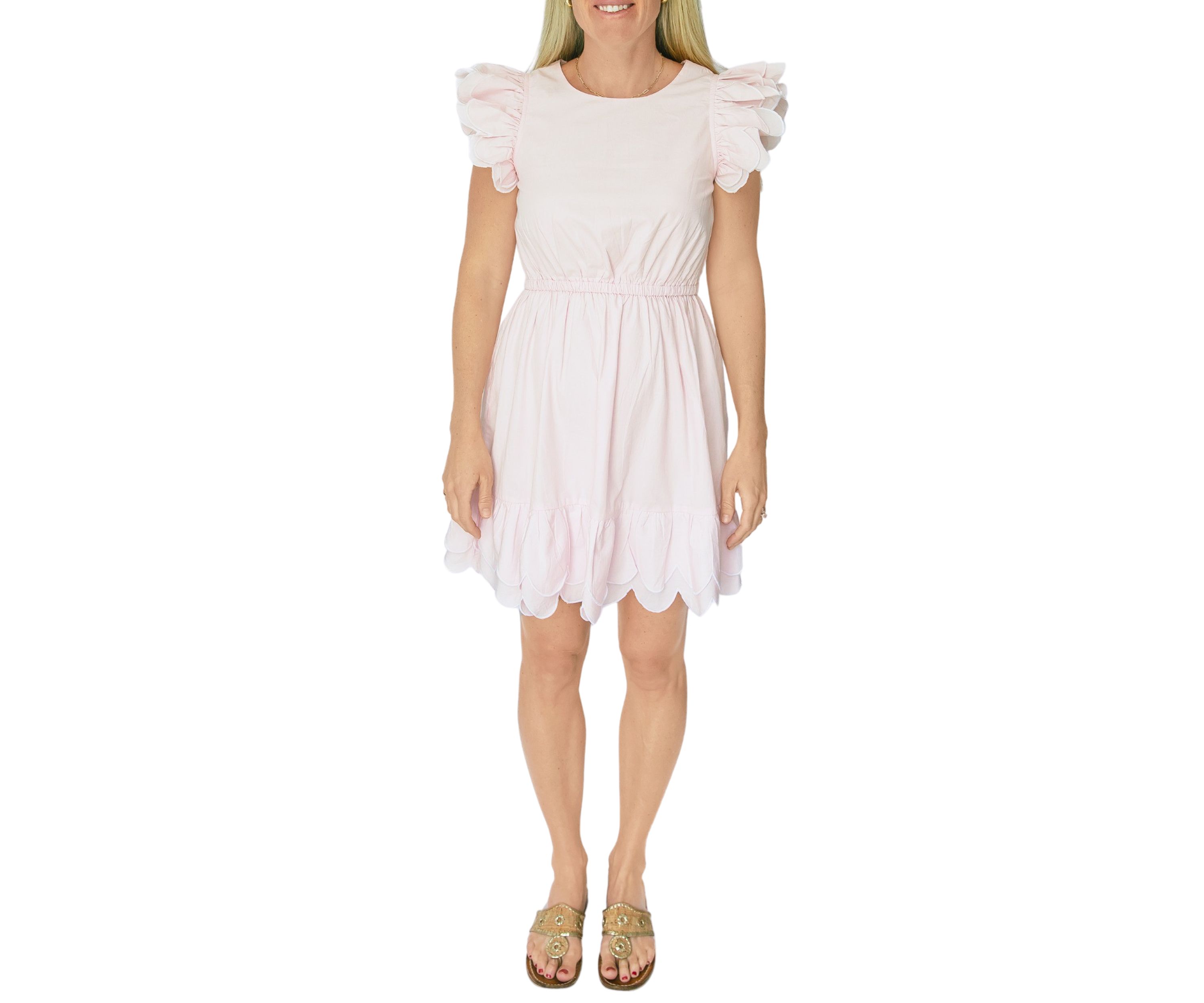 STS x PALM BEACH LATELY Scalloped Hem Mini Dress