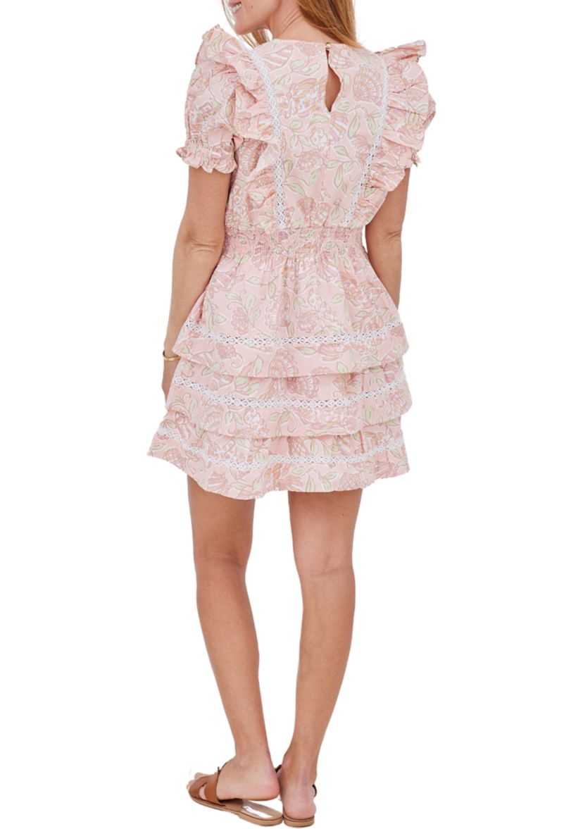 STS x PALM BEACH LATELY Smocked Waist Puff Sleeve Dress