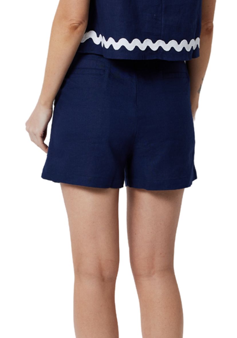 Womens Linen Shorts with Ric-Rac Trim