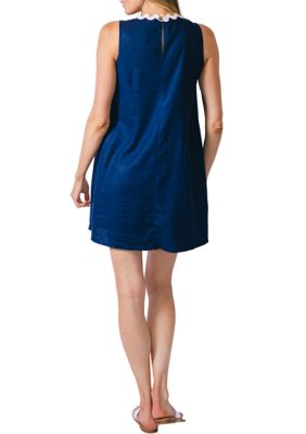 Women's Sleeveless Swing Dress with Ric-Rac Details