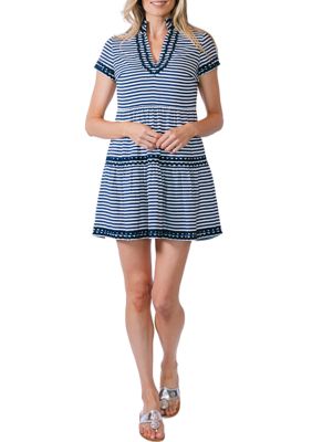 Women's Stripe Short Sleeve Fit & Flare  Dress