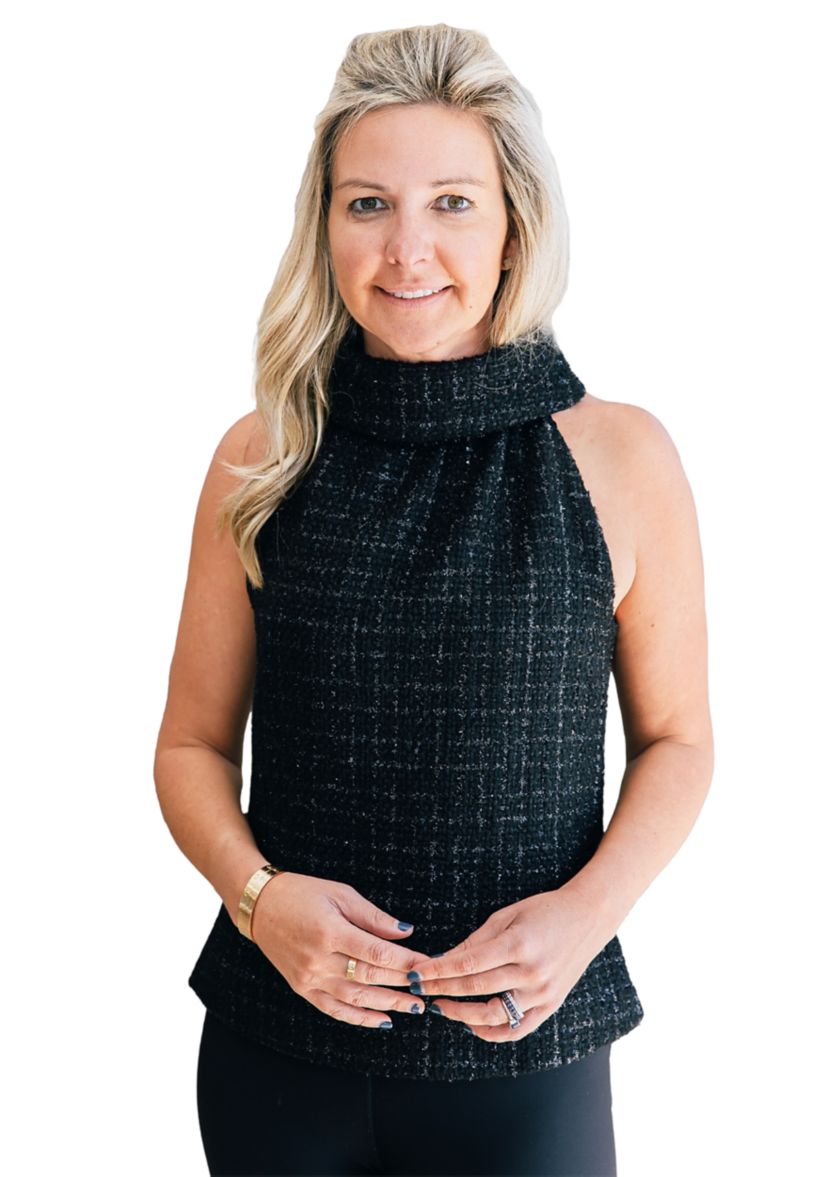Womens Sparkle Tweed Cowl Neck Top