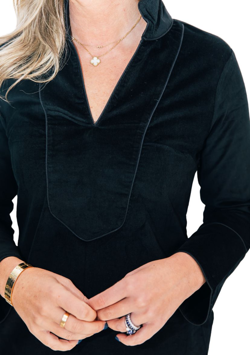 Womens Corduroy Long Sleeve Classic Tunic Dress