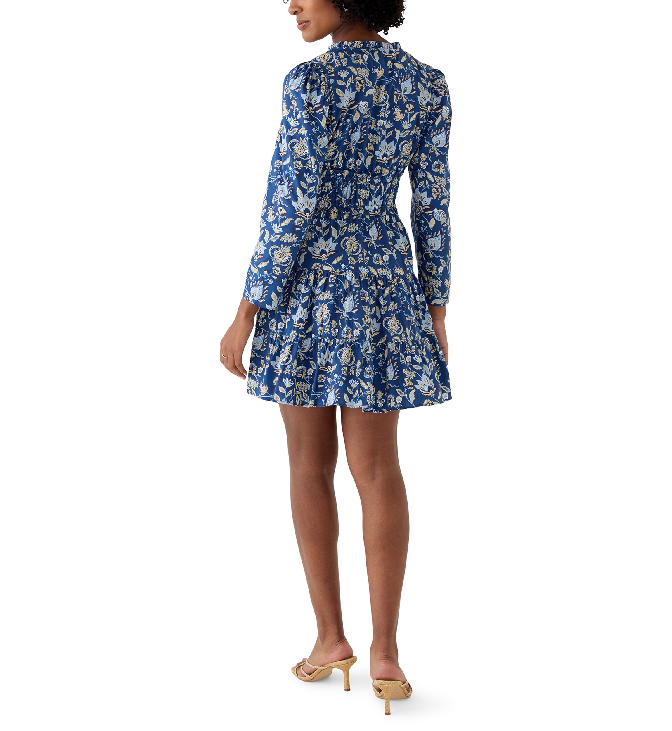 Womens V-Neck Smocked Waist Dress