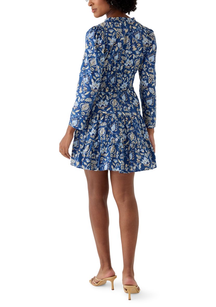 Womens V-Neck Smocked Waist Dress