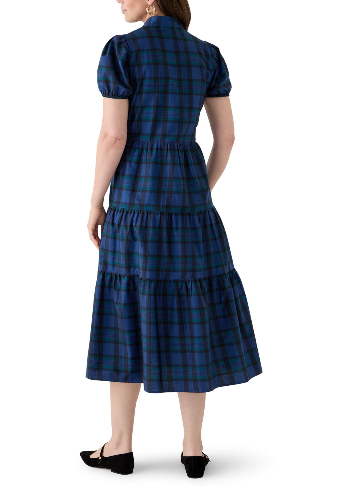 Womens Button Front Shirt Midi Dress