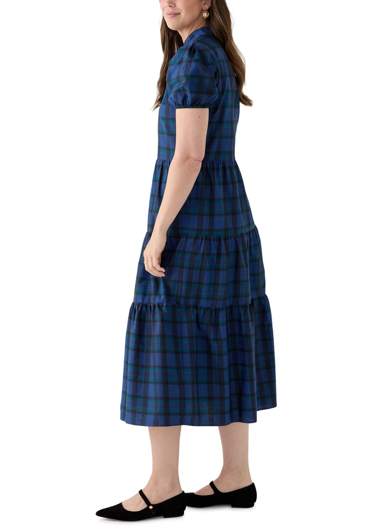Womens Button Front Shirt Midi Dress