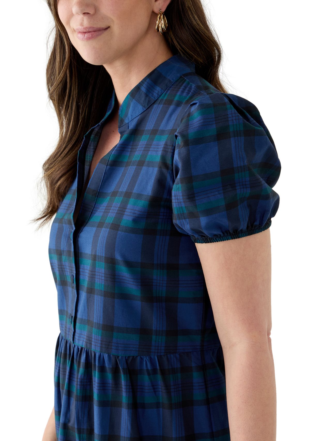 Womens Button Front Shirt Midi Dress