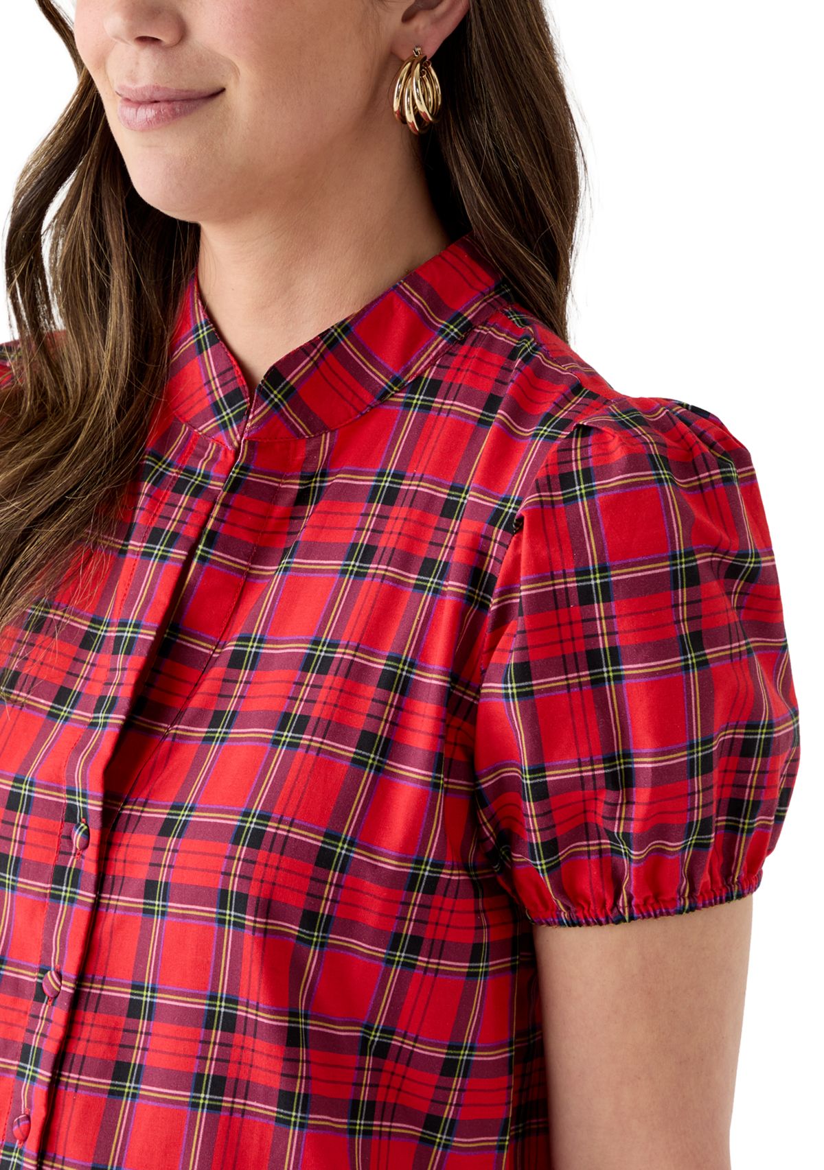 Womens Button Front Shirt Midi Dress