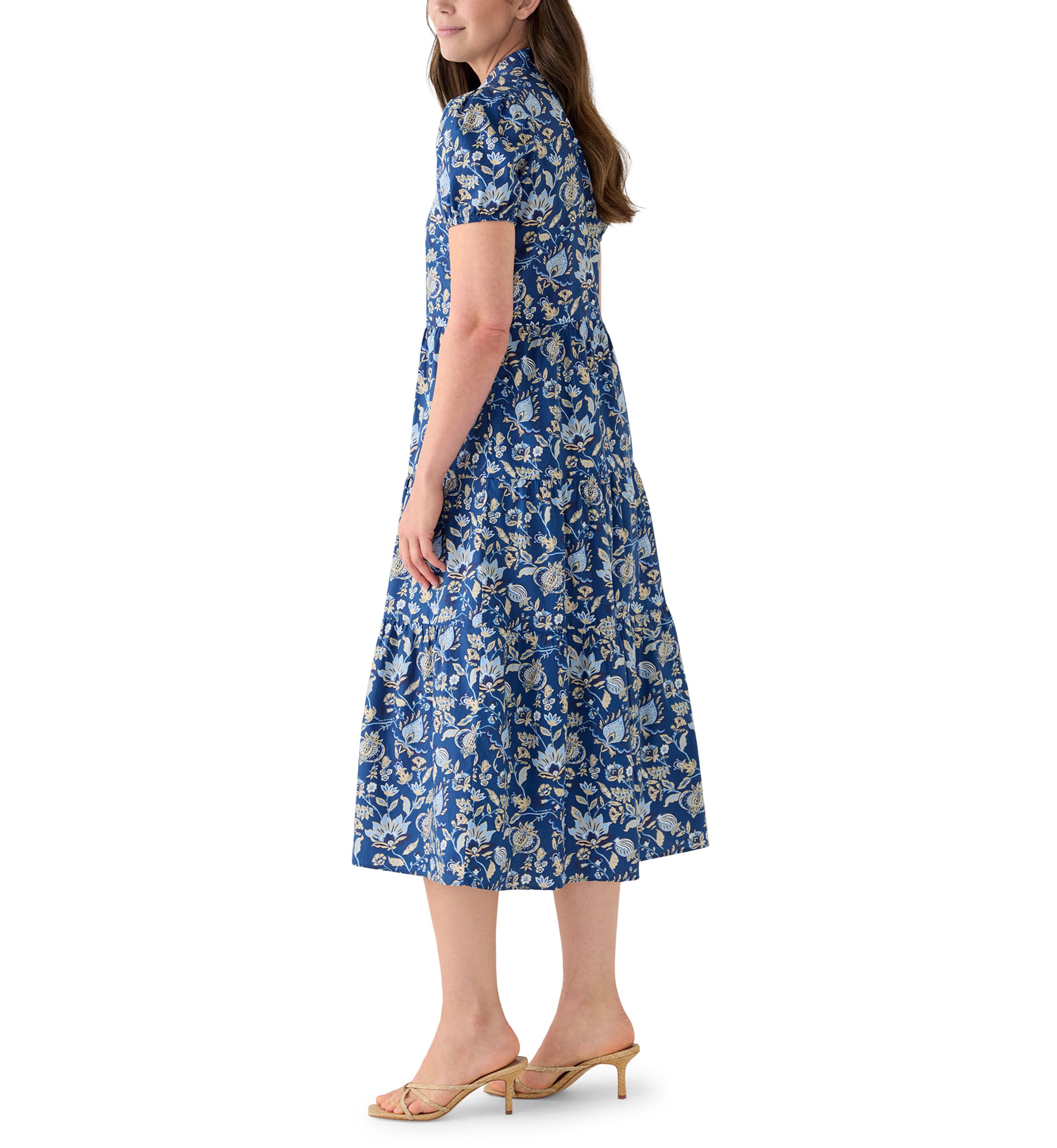Womens Button Front Midi Shirt Dress