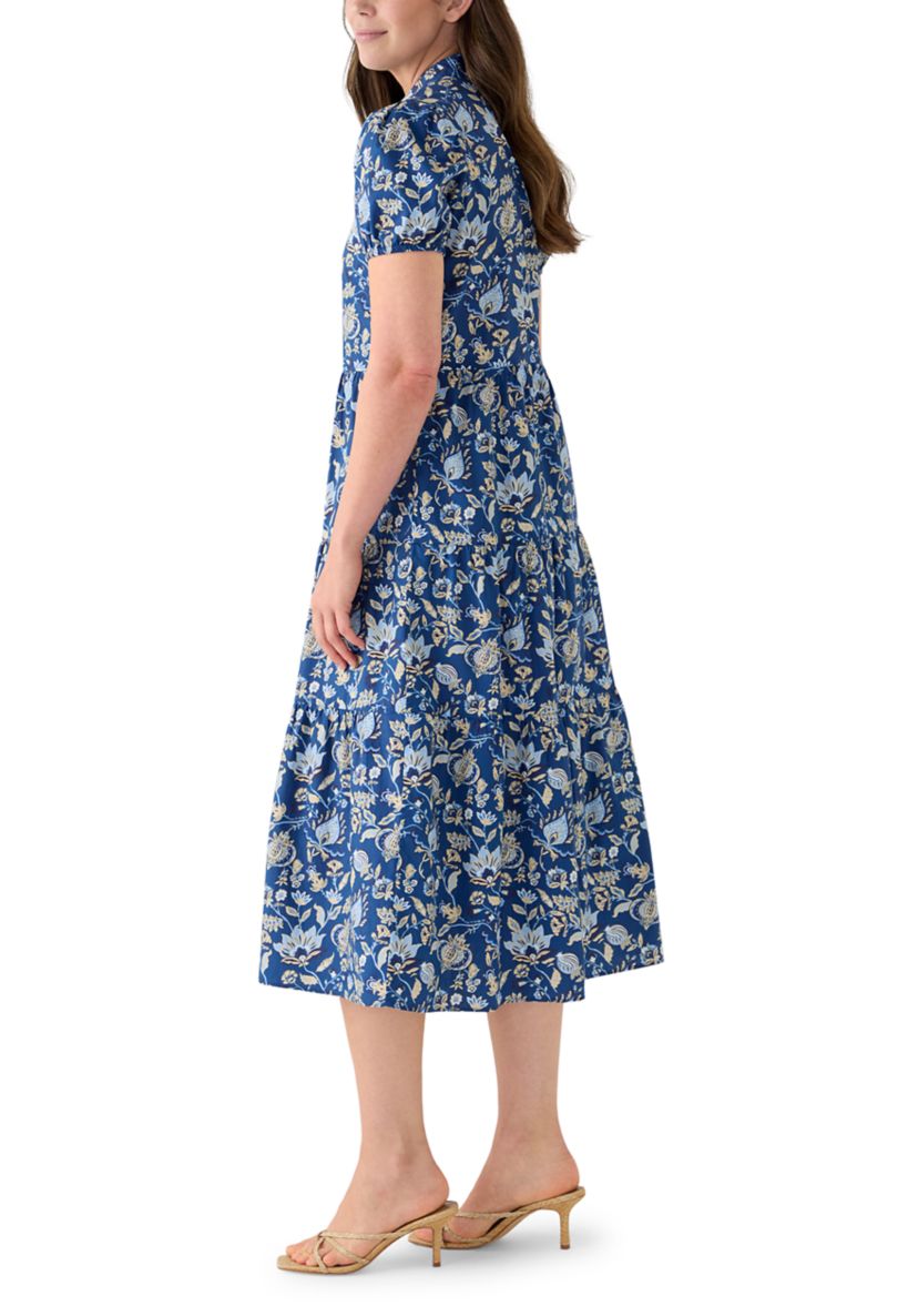 Womens Button Front Midi Shirt Dress