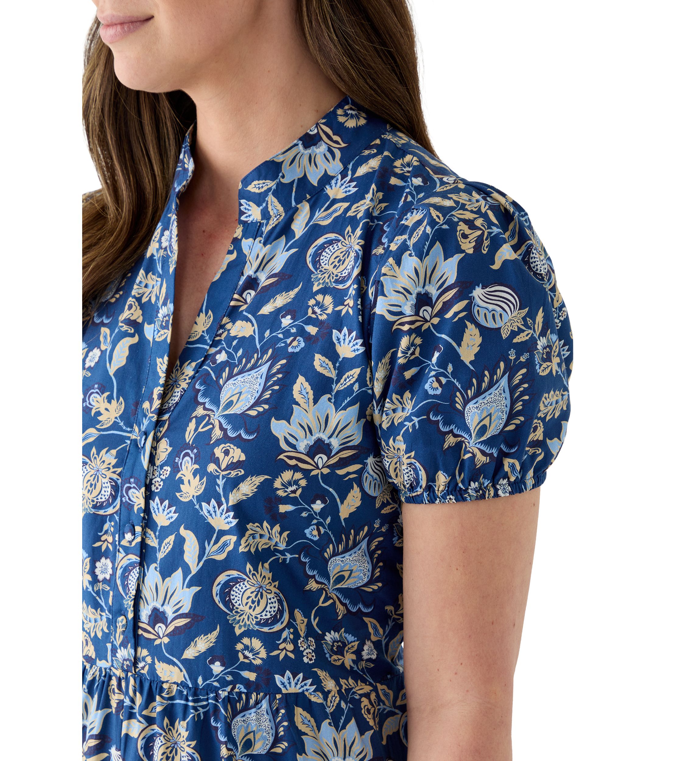 Womens Button Front Midi Shirt Dress