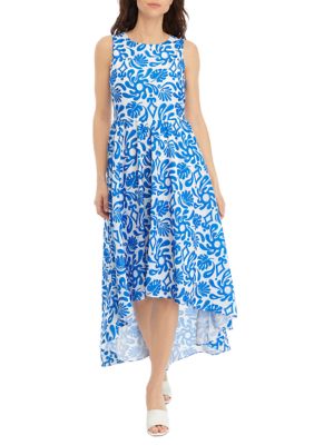 Women's Sleeveless High Low Hem Printed Dress