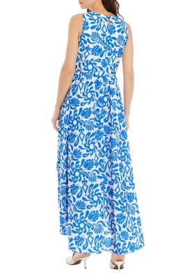 Women's Sleeveless High Low Hem Printed Dress