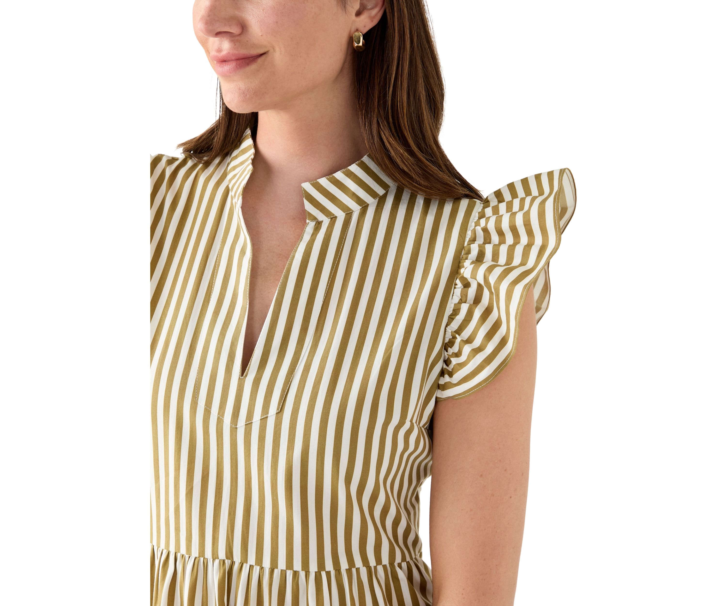 Womens Flutter Sleeve Tiered Dress