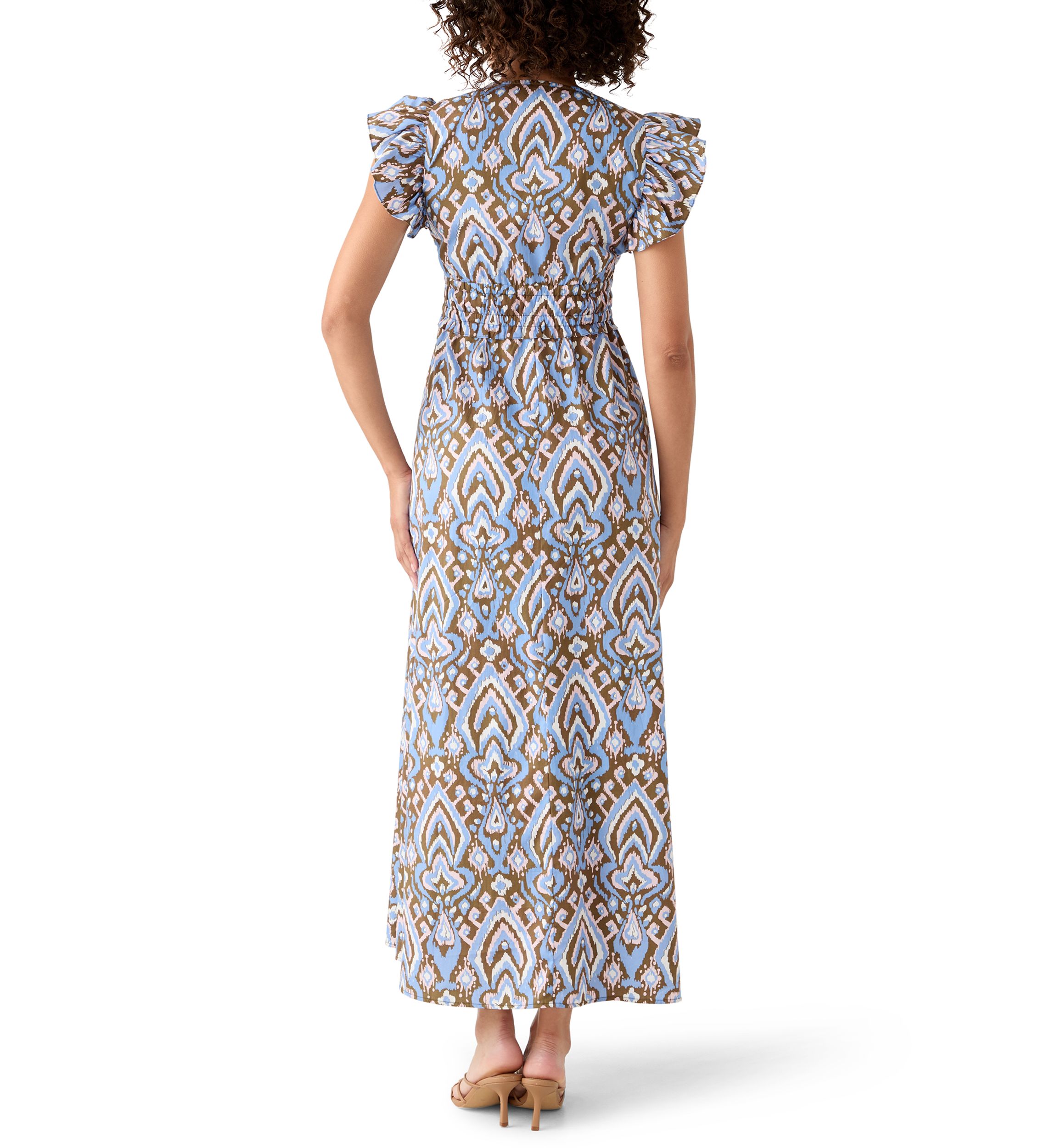 Womens Printed Smock Midi Dress