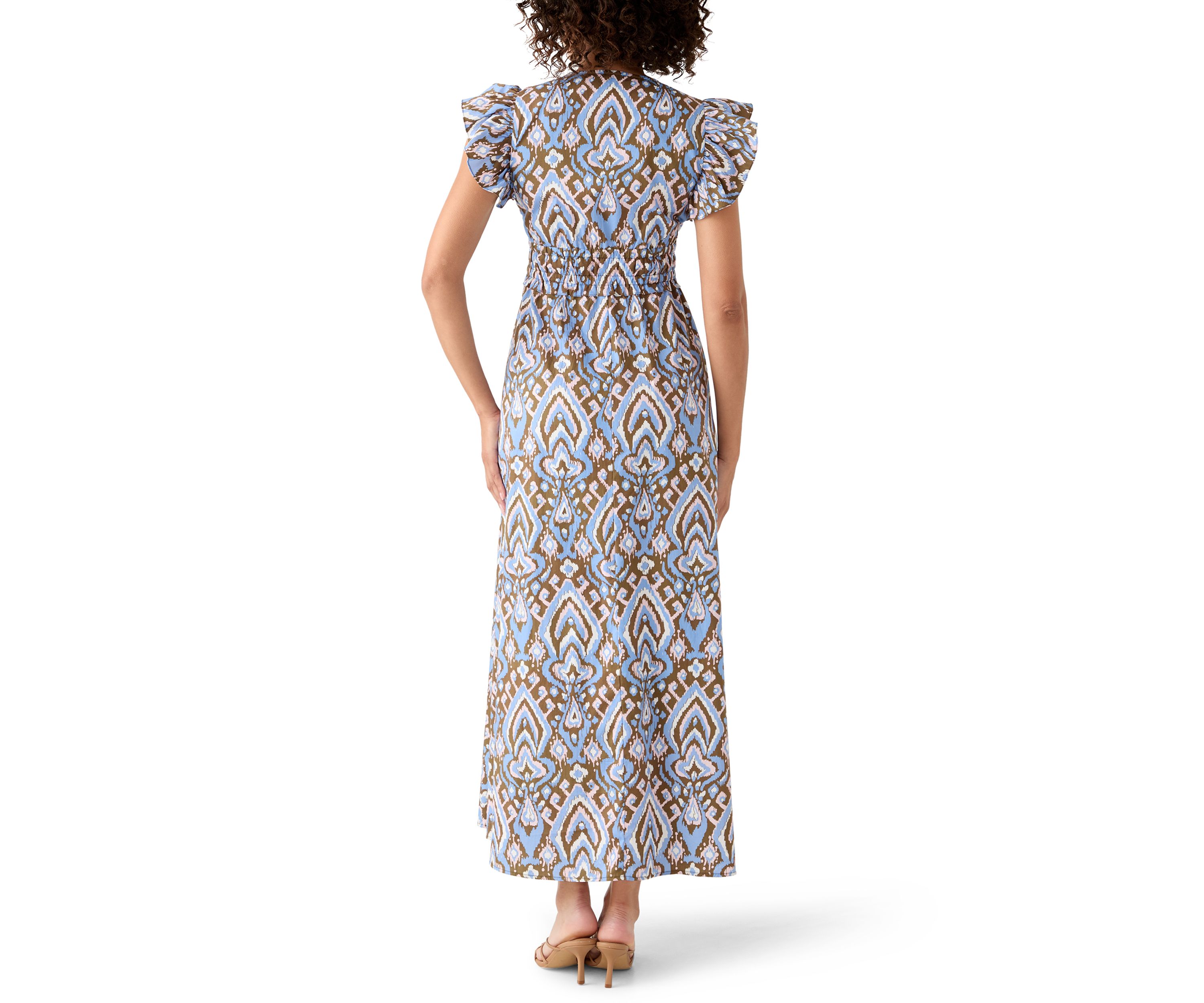 Womens Printed Smock Midi Dress