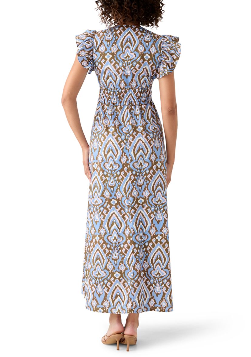 Womens Printed Smock Midi Dress