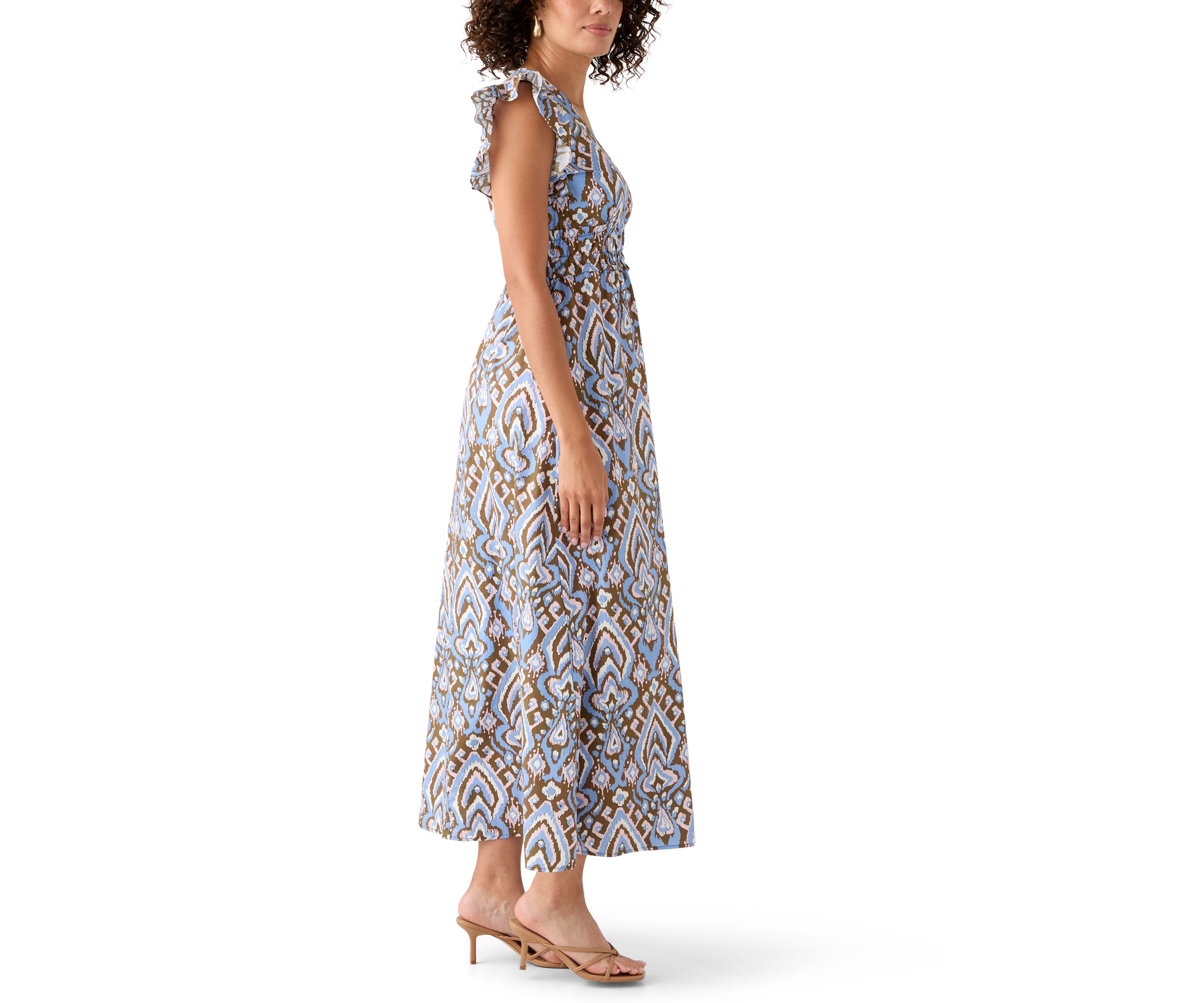 Womens Printed Smock Midi Dress