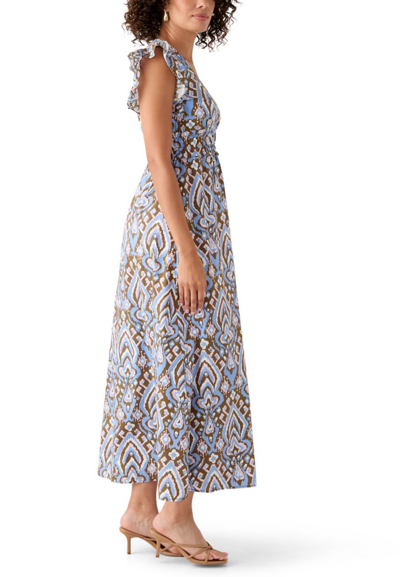 Womens Printed Smock Midi Dress